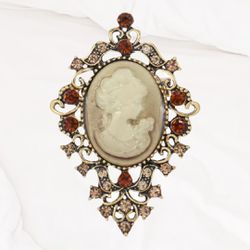 Cameo Brooch Vintage Lady Pin Brooch Bouquet Victorian Costume Cameo Jewelry  Thumbnail