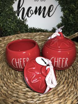  Rae Dunn CHEER Ornament Canister Cookie Jar 🎄🎁 Thumbnail
