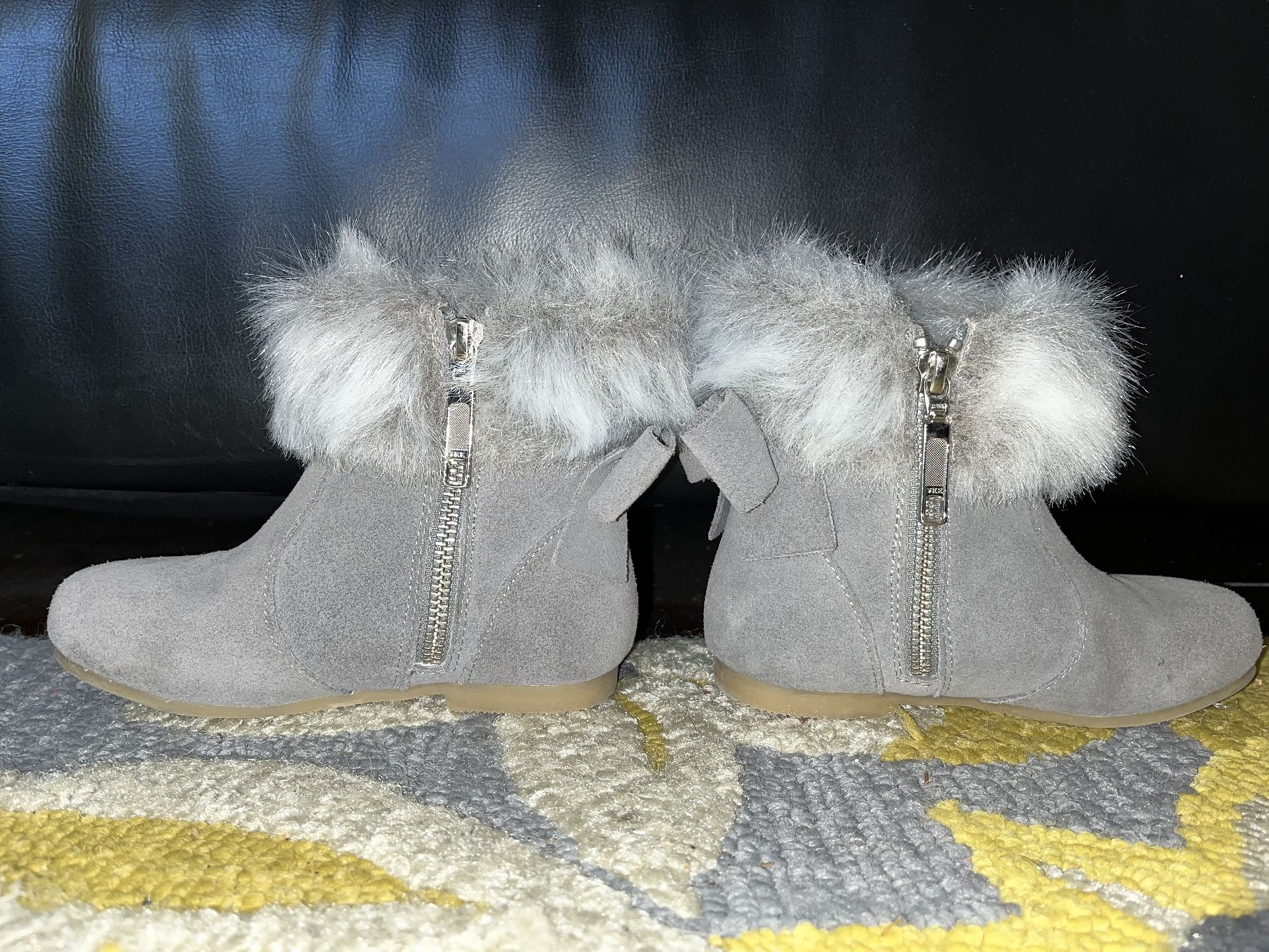 Janie & Jack Gray Faux Fur Toddler Girls Boots Size 10