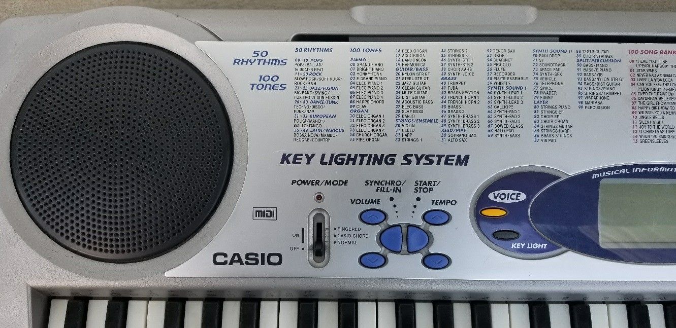 CASIO LK43 LightUp 61Key Keyboard 100 Tones/Songs EXC! Tested W/