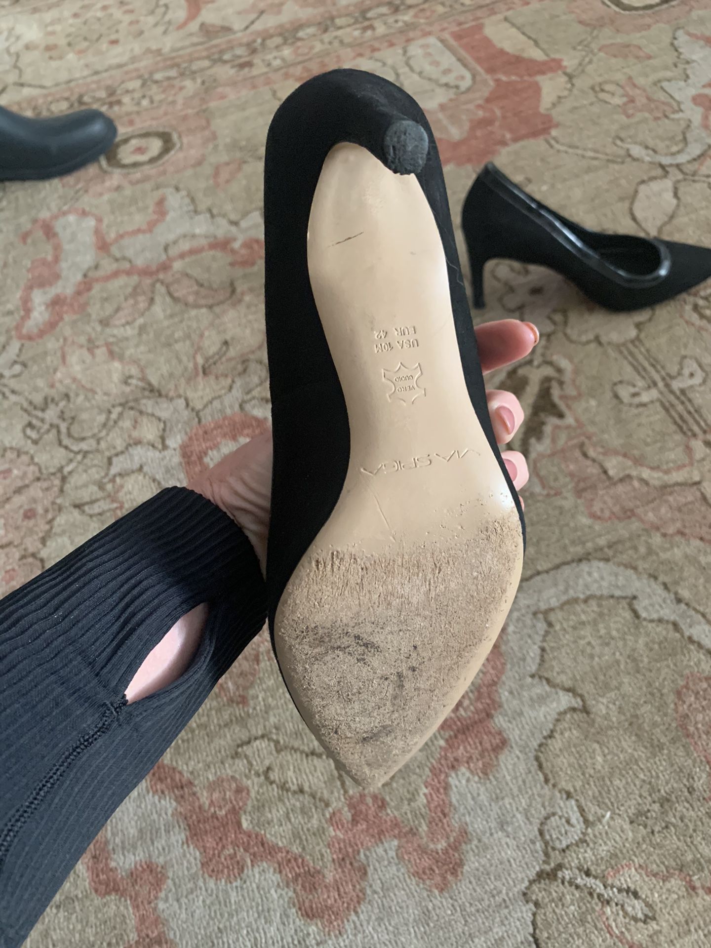 Via Spiga suede heels. Patent leather trim. 3 1/2 inch.