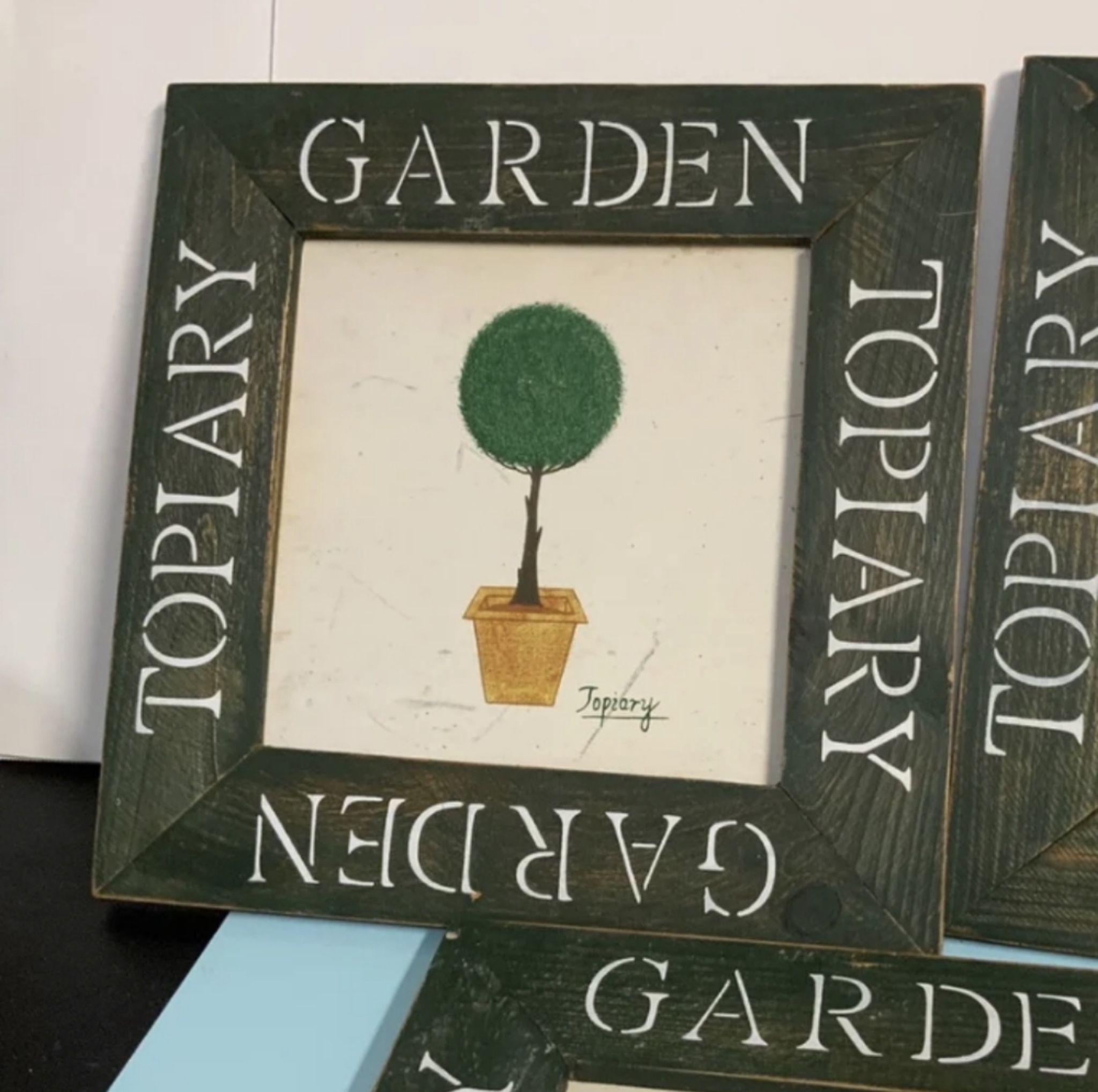 Set of 3 Wooden Garden Topiary Pictures