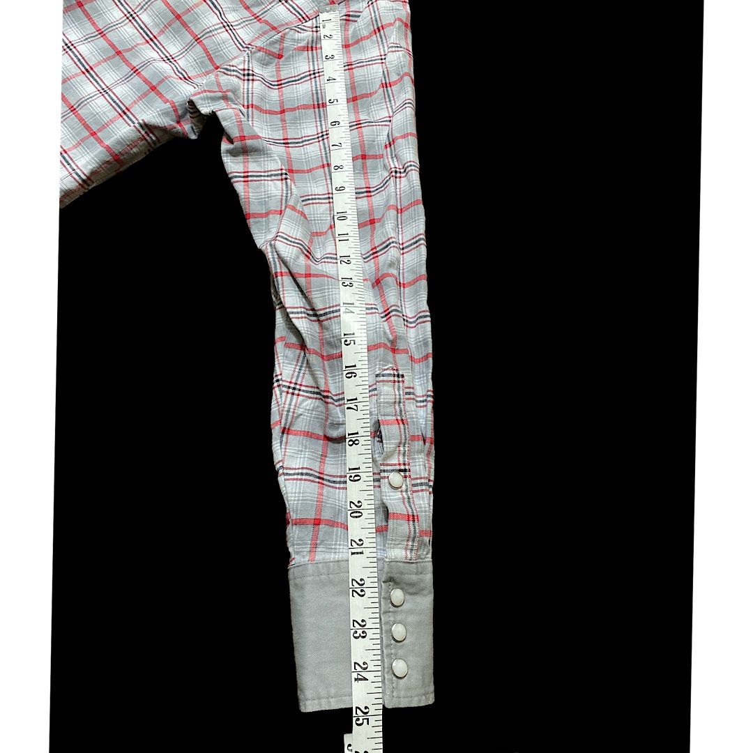 Wrangler Gray Plaid Shirt Pearl Snap Long Sleeve, Men's (Size XLT)