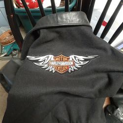 Harley Davidson, Leather And Wool Jacket, Size 2X, Very Nice Ice Shape Thumbnail