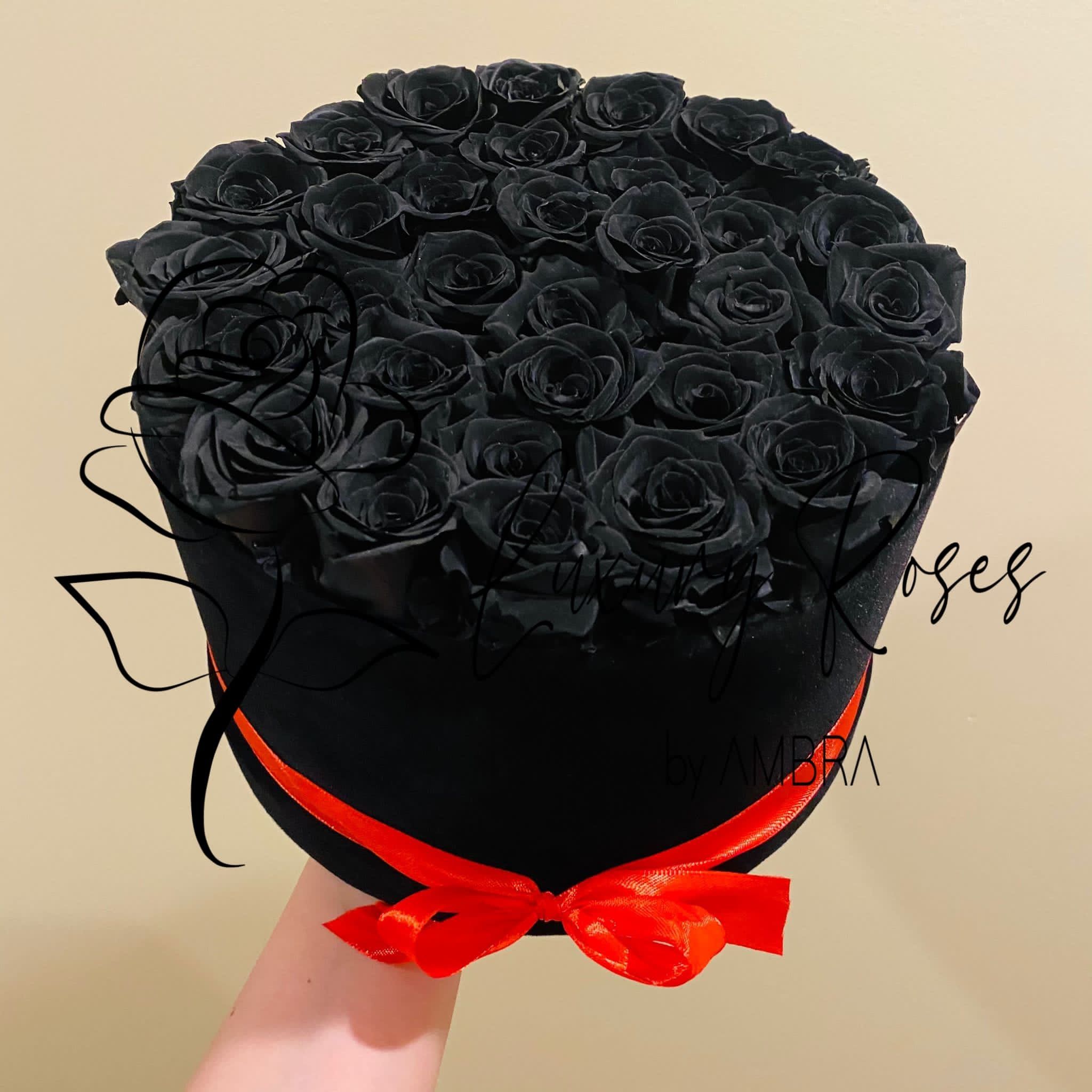 black Eternal velvet box roses real preserved roses flowers immortal roses anniversary birthday immortal lasting Velvet Box Present