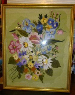 Vintage Floral Bouquet Cross Stitch Completed Thumbnail