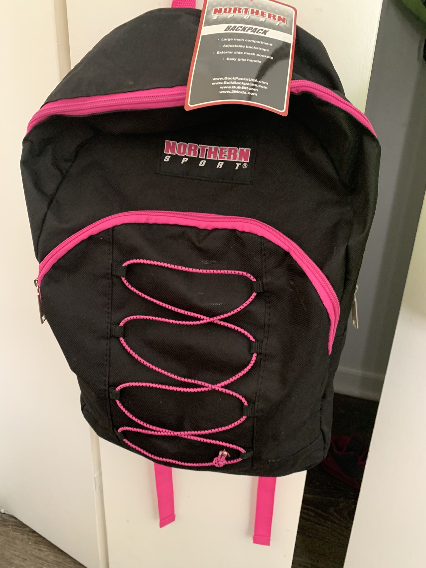 Pretty Looking Pink And Black Backpack