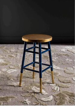 Safavieh Home Collection Emery Navy and Dipped Gold Leaf 24-inch Counter Stool Thumbnail