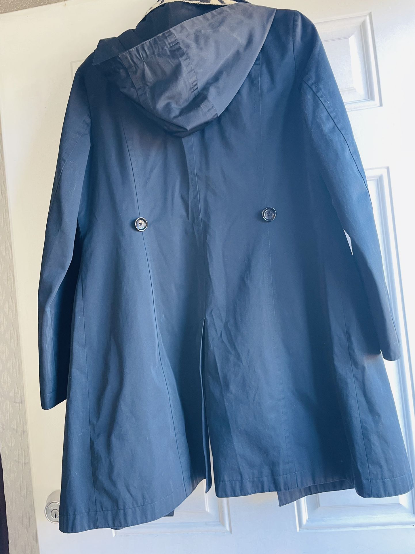 Michael Kors Navy Blue Hooded Rain Jacket w/Logo Scarf