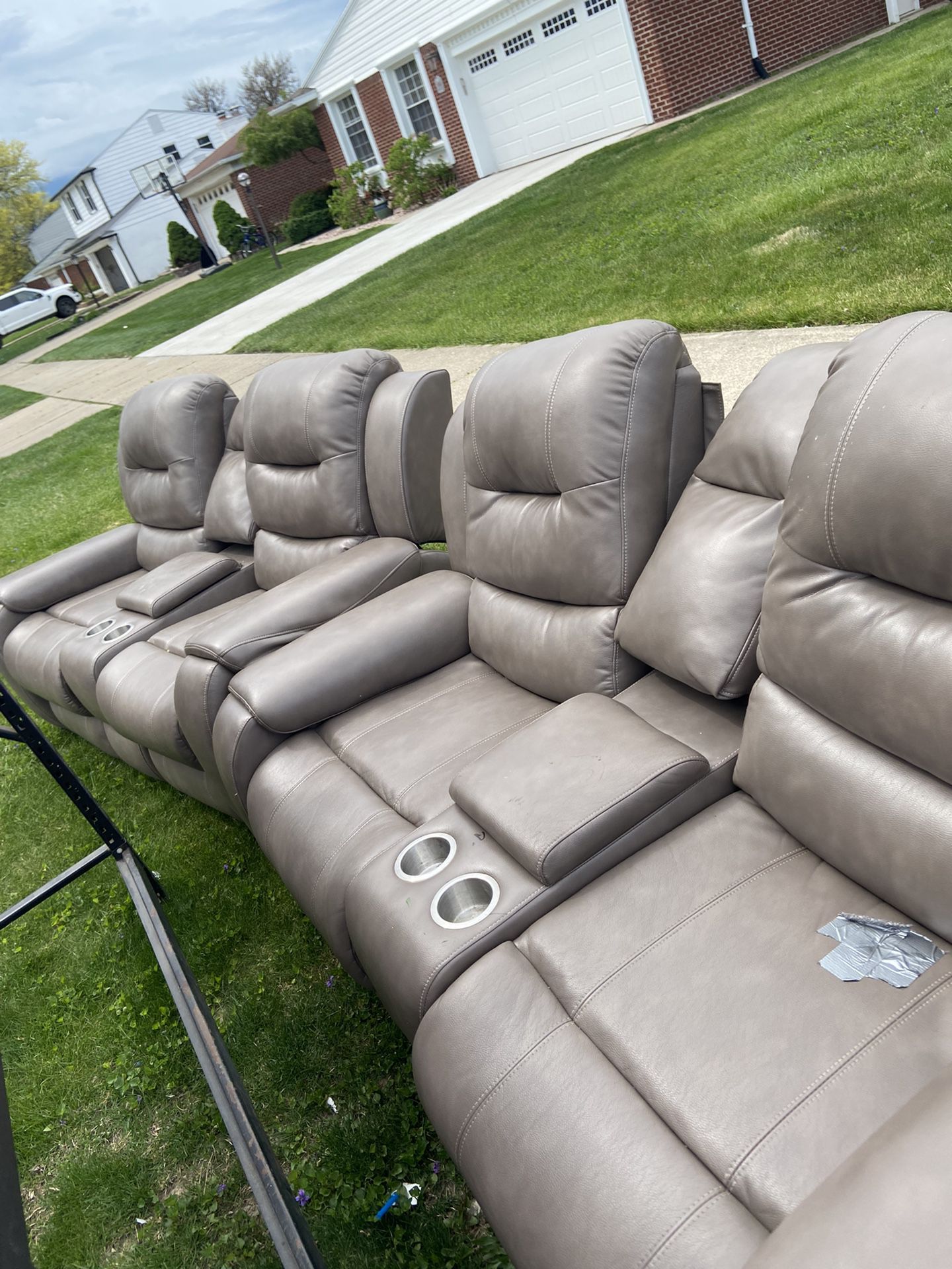 Reclining Sofa With Cup Holders And Leg Rest