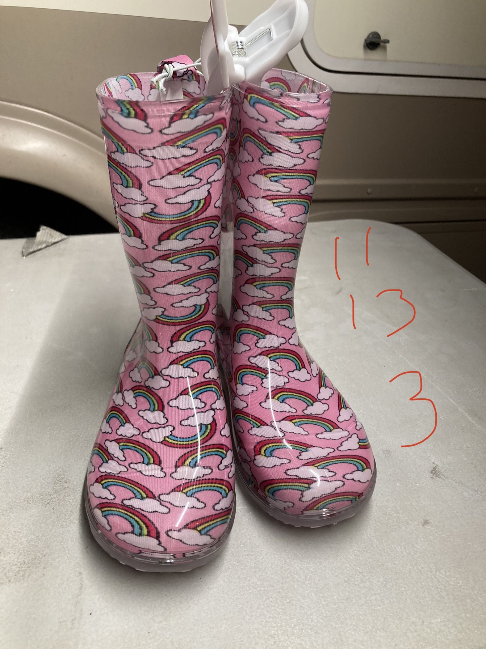 Kids Pink Rainbow Rain Boots
