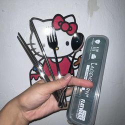 Travel stainless steel fork spoon chopsticks straw set Thumbnail