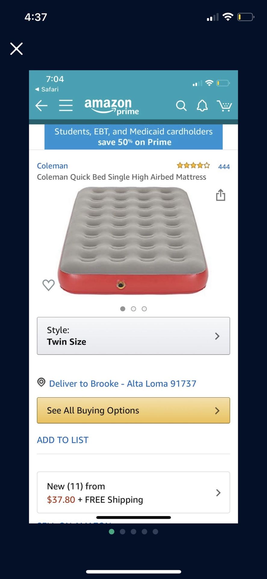 Brand New Coleman Twin Air Mattress/ Air Bed