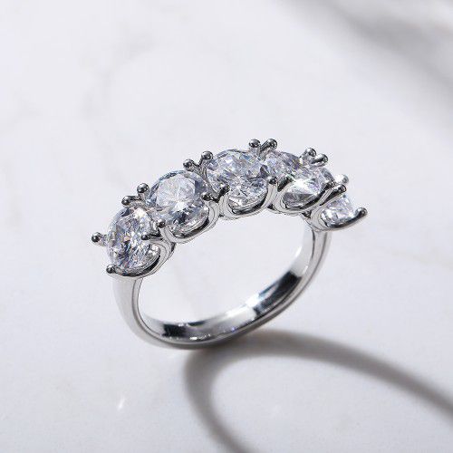 Lovely Round Dainty CZ Gems Silver Plated Trendy Fashion Eternity Rings, K837
 
 