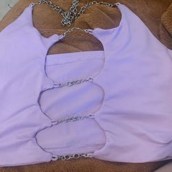 Chain Linked Backless Crop Halter Top  Thumbnail