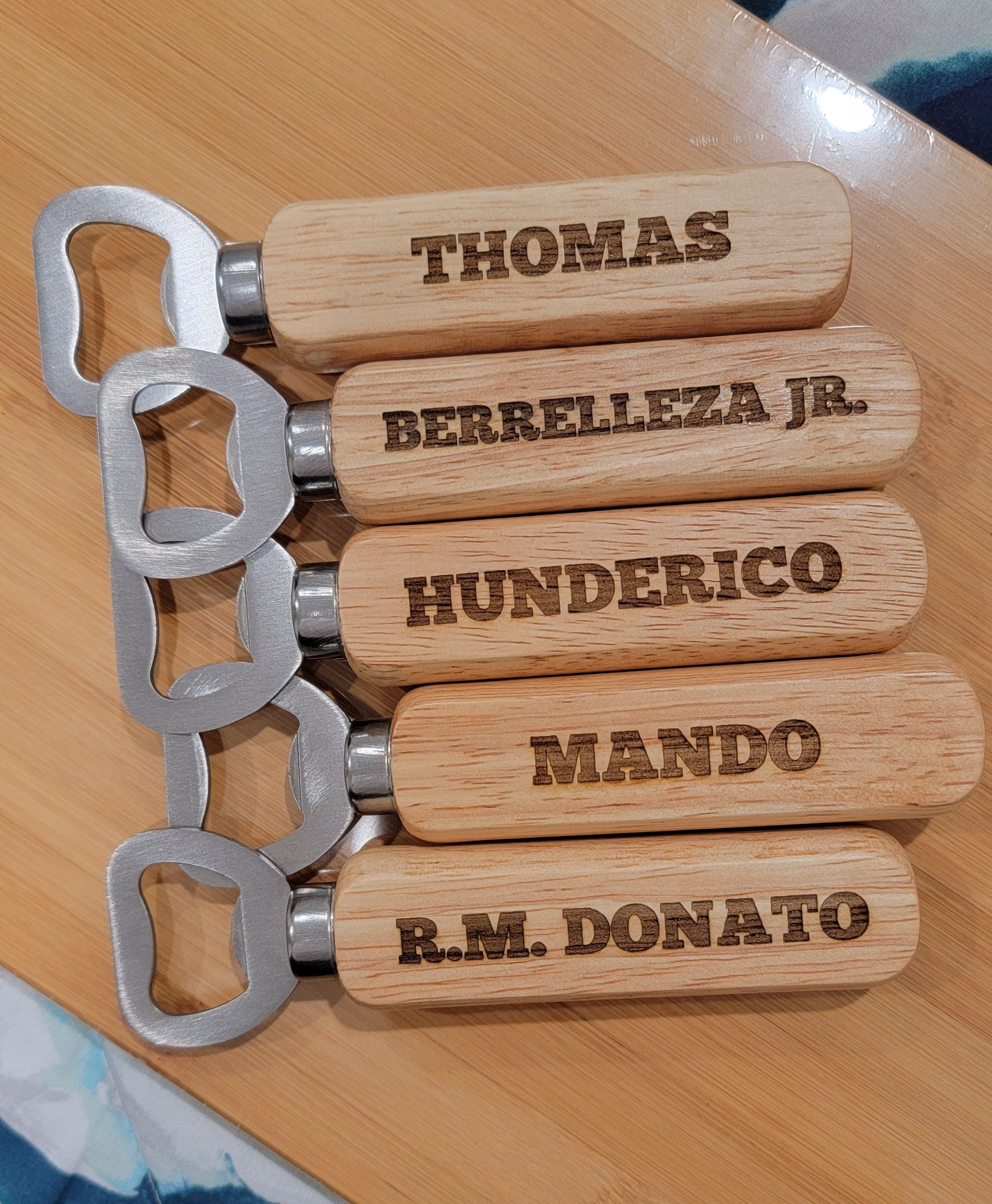 Laser Engraved Bottle Opener Wood Handle