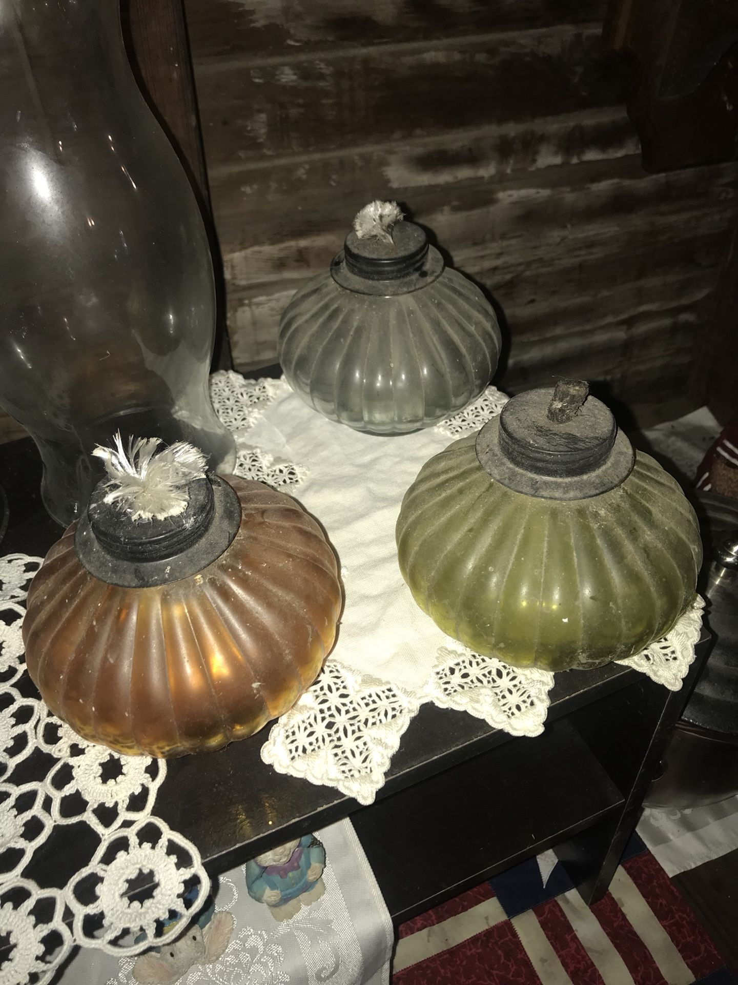 Medium size vintage hurricane lamps ALL
