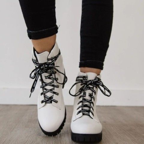 In love of white combat Boots