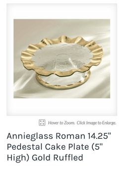 Annie Glass Roman Gold Ruffled Glass Cake Stand Thumbnail