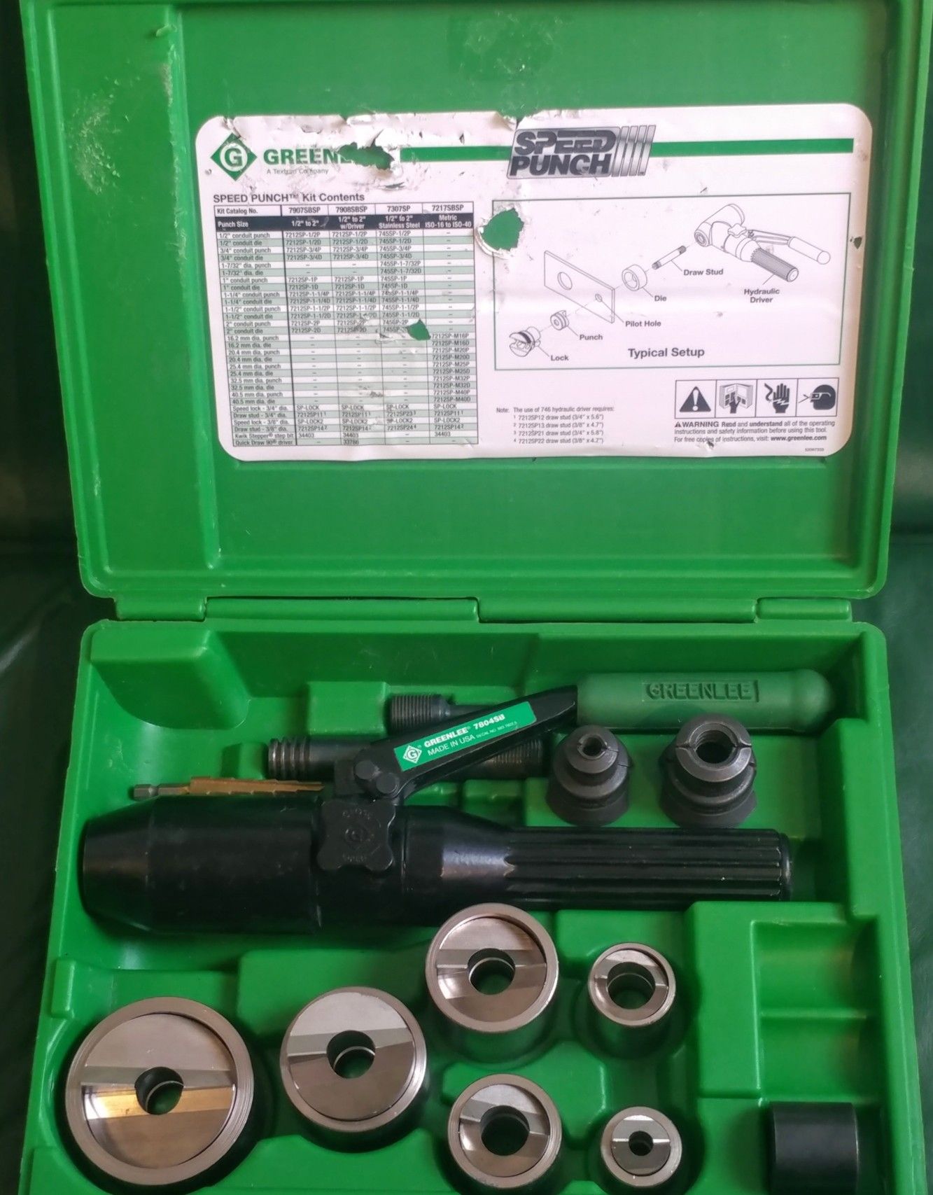 Greenlee Tool 1/2 2" 7907SB Speed Punch set with 7804SB Hydraulic