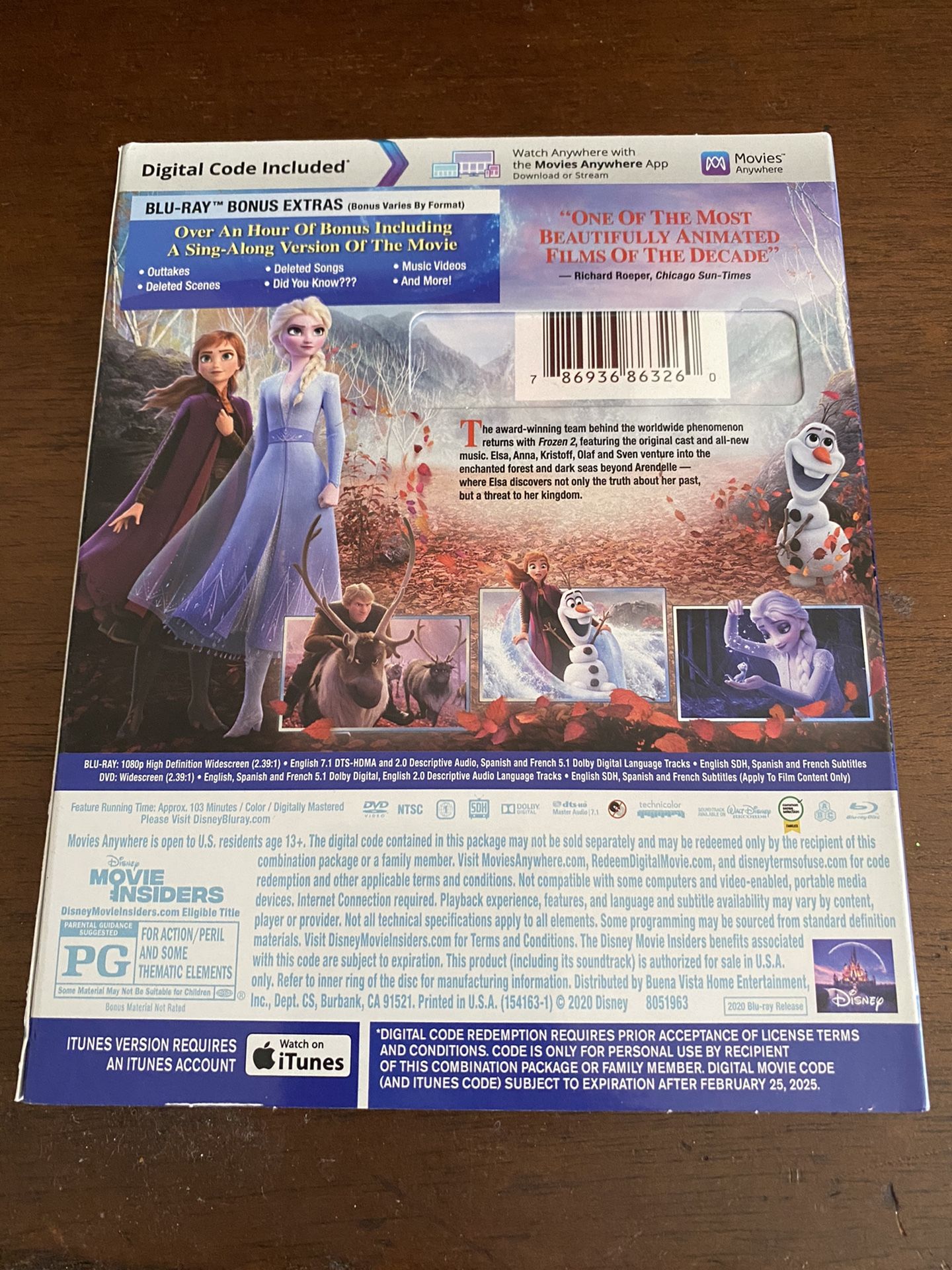 Disney Frozen 2 Blu-Ray DVD