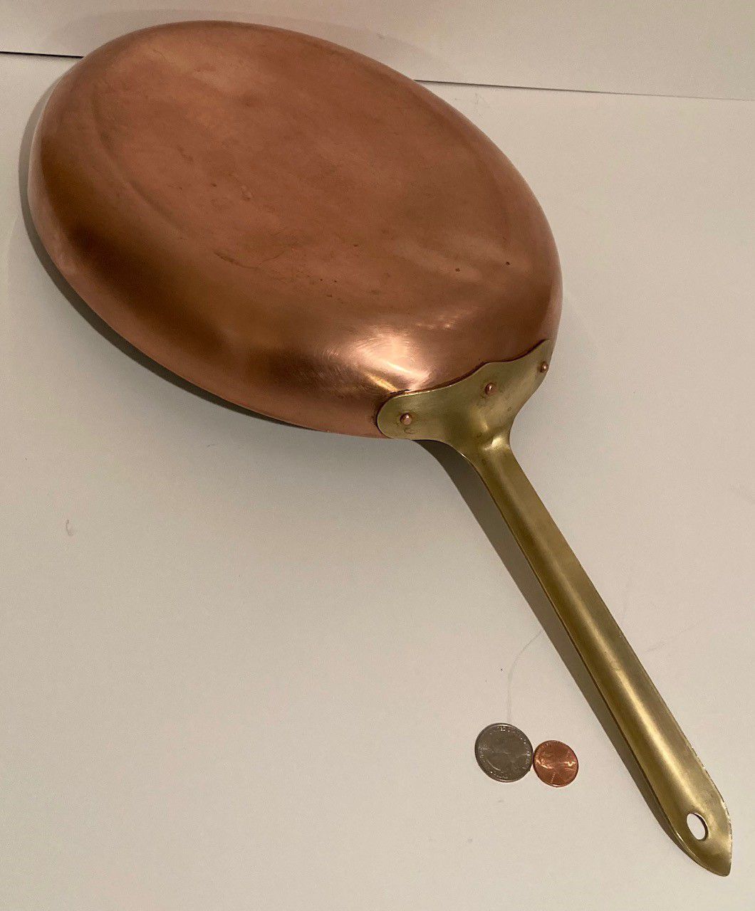 Vintage Copper and Brass Fish Frying Pan, Sauce Pan, 21" Long and 13" x 9 1/2" Pan Size, Quality, a Few Dings, Summer Design, Fish Pan, Cooking Pan