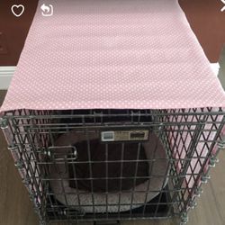 Pink Polka Dot Dog Crate Cover Thumbnail