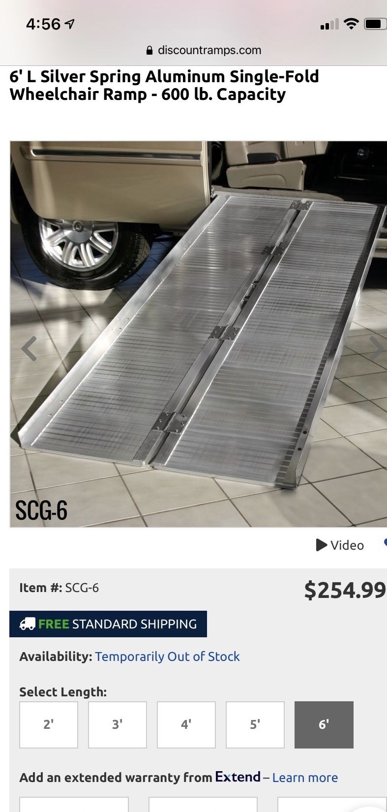 6’ L Silver Spring Aluminum Single - Fold Wheelchair Ramp - 600 lb. Capacity