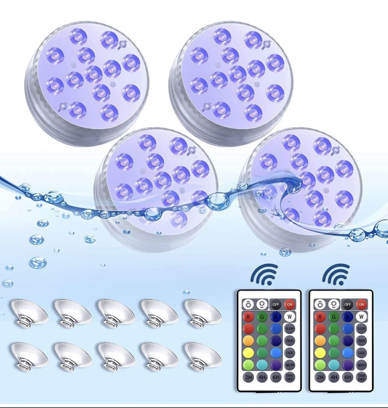 Submersible LED Lights & Pool Lights with RF Remote, Bathtub Light,Waterproof 16 Colors Changing  Underwater with Magnets, Shower Lights for Hot Tub, 