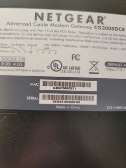 COMCAST - NETGEAR CG3000DCR Business Advanced Cable Modem Thumbnail