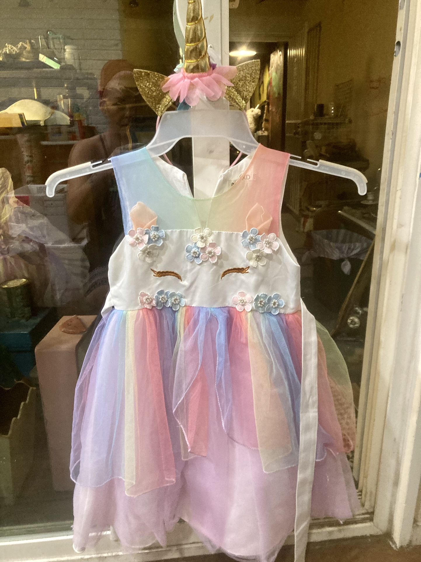Fancy Unicorn Party Dress W/Unicorn Horn Headband