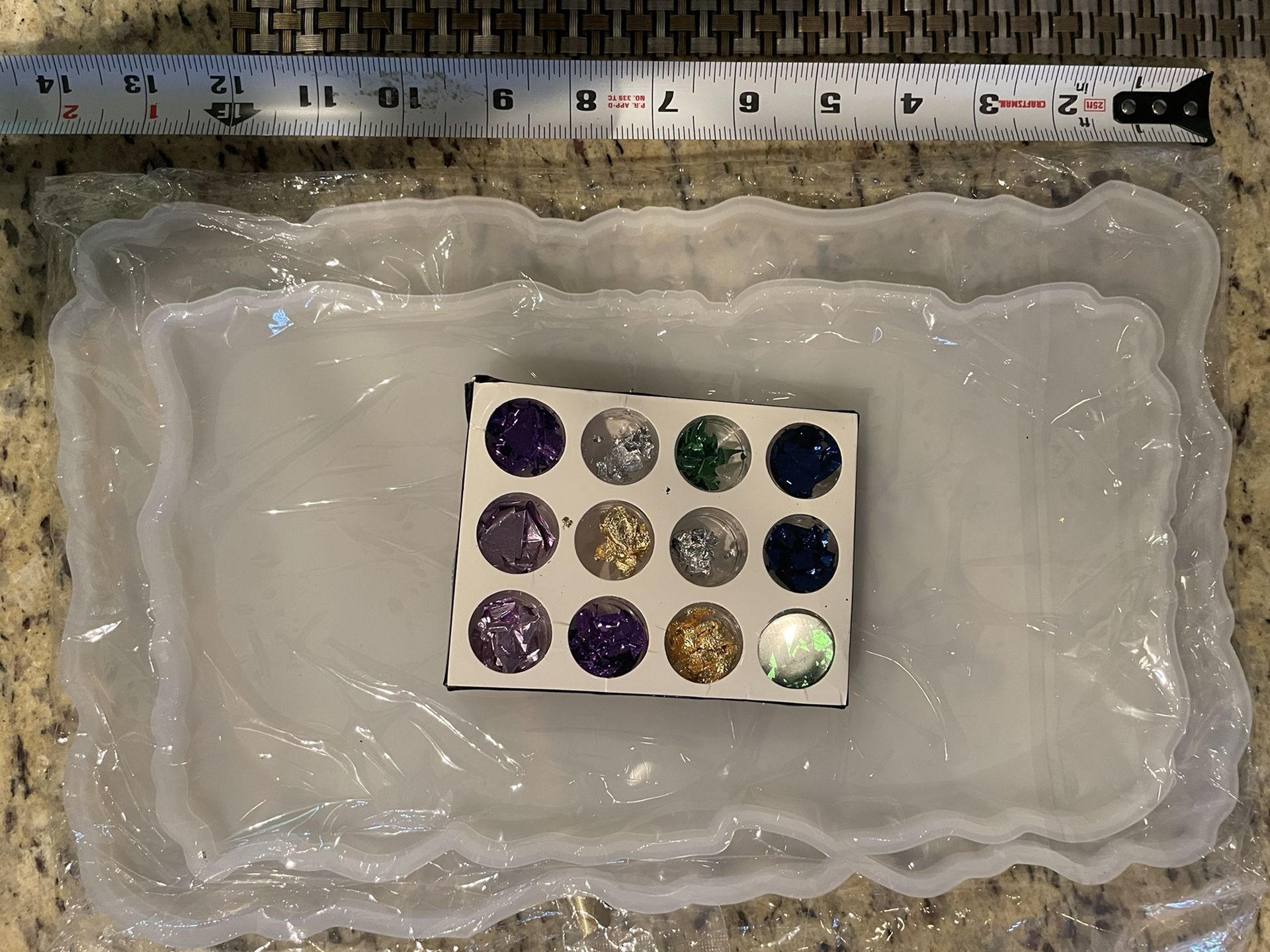 XL Resin Tray Molds With Gold Handles And Metallic Decoration