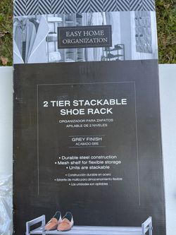 2 Tier Shoe Rack - BRAND NEW!  Grey in color. Steel construction Thumbnail