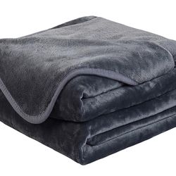 EASELAND Soft Queen Size Blanket All Season Warm Microplush Lightweight Thermal Fleece Blankets for Couch Bed Sofa,90x90 Inches,Dark Gray Thumbnail