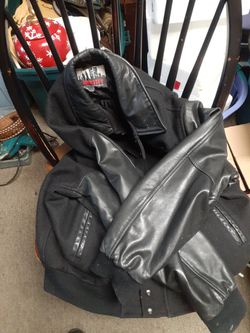 Harley Davidson, Leather And Wool Jacket, Size 2X, Very Nice Ice Shape Thumbnail