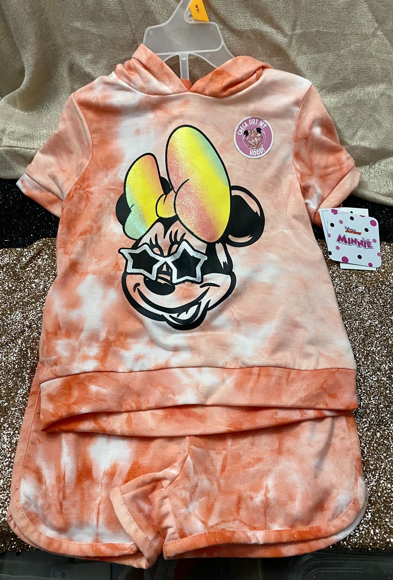 Disney Junior Minnie Mouse Ears Hoodie Set. Color pink size 2T/3T/4T
