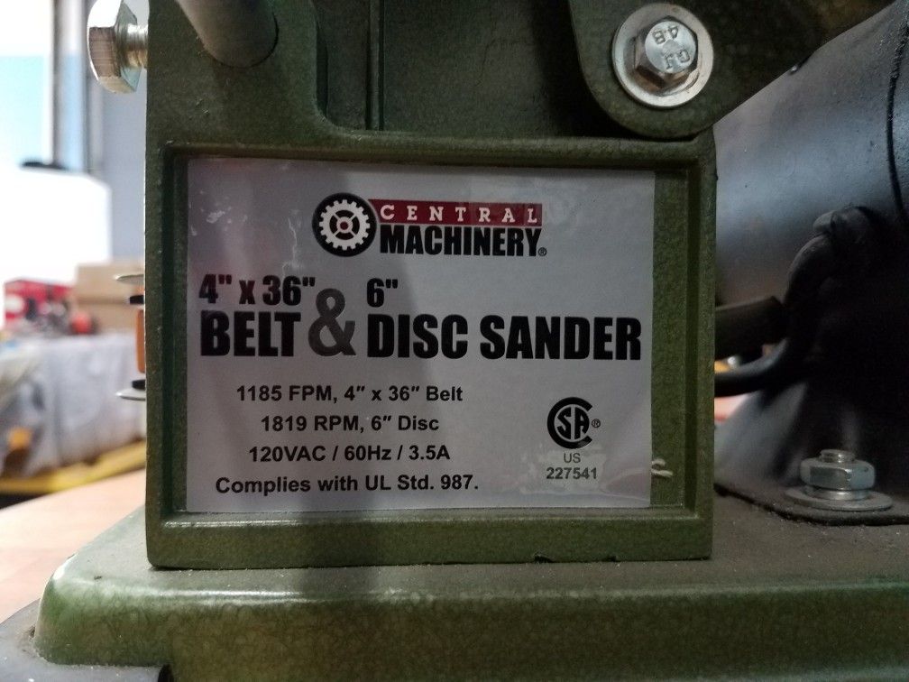 4"x36" Belt and 6" Disc Sander Central Machinery
