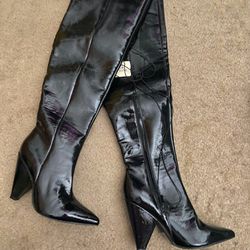 NEW!! FOREVER 21 Leather Thigh- High Boots Size: 6 Thumbnail