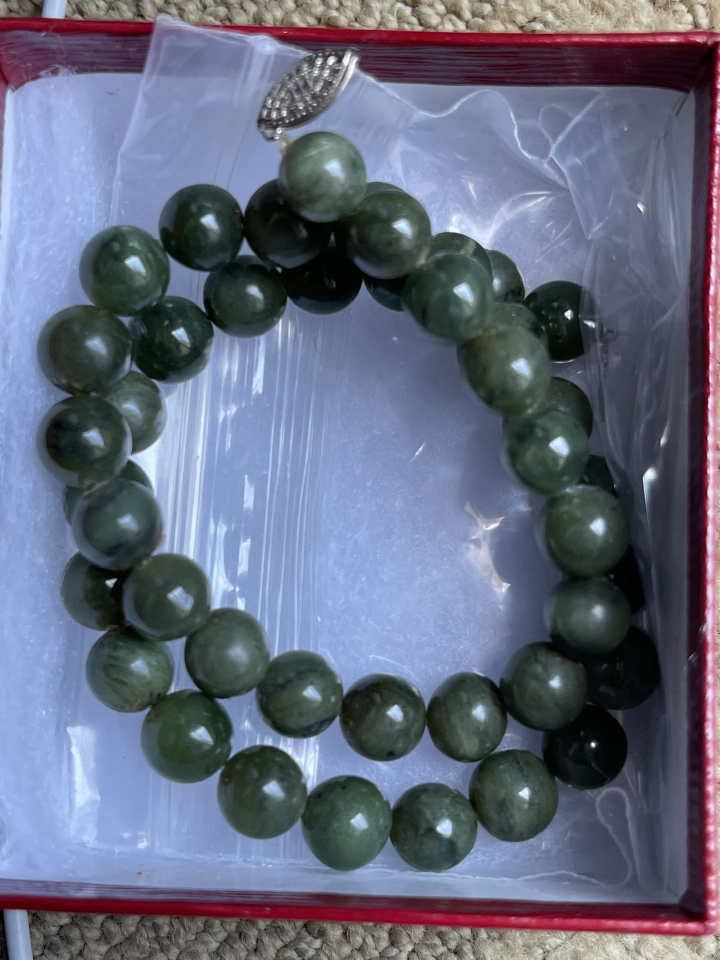 925 Sterling Silver Natural Jade Necklace 
