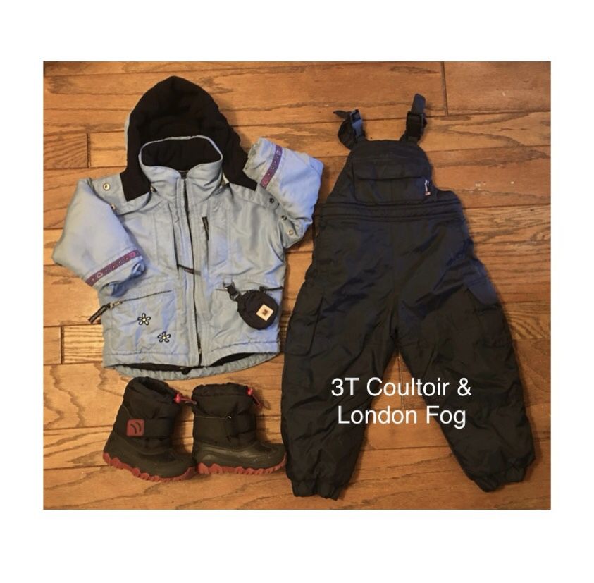 3T Waterproof Snow/Ski  Jacket, Bib & Boots (Size 9/10)
