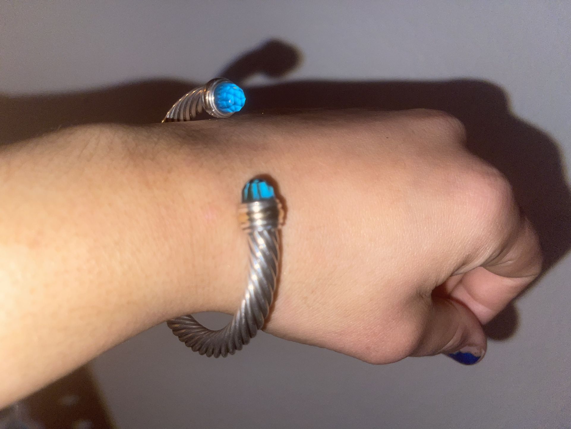 Cable Classic Bracelet with Blue Topaz and 14K Gold, 5mm