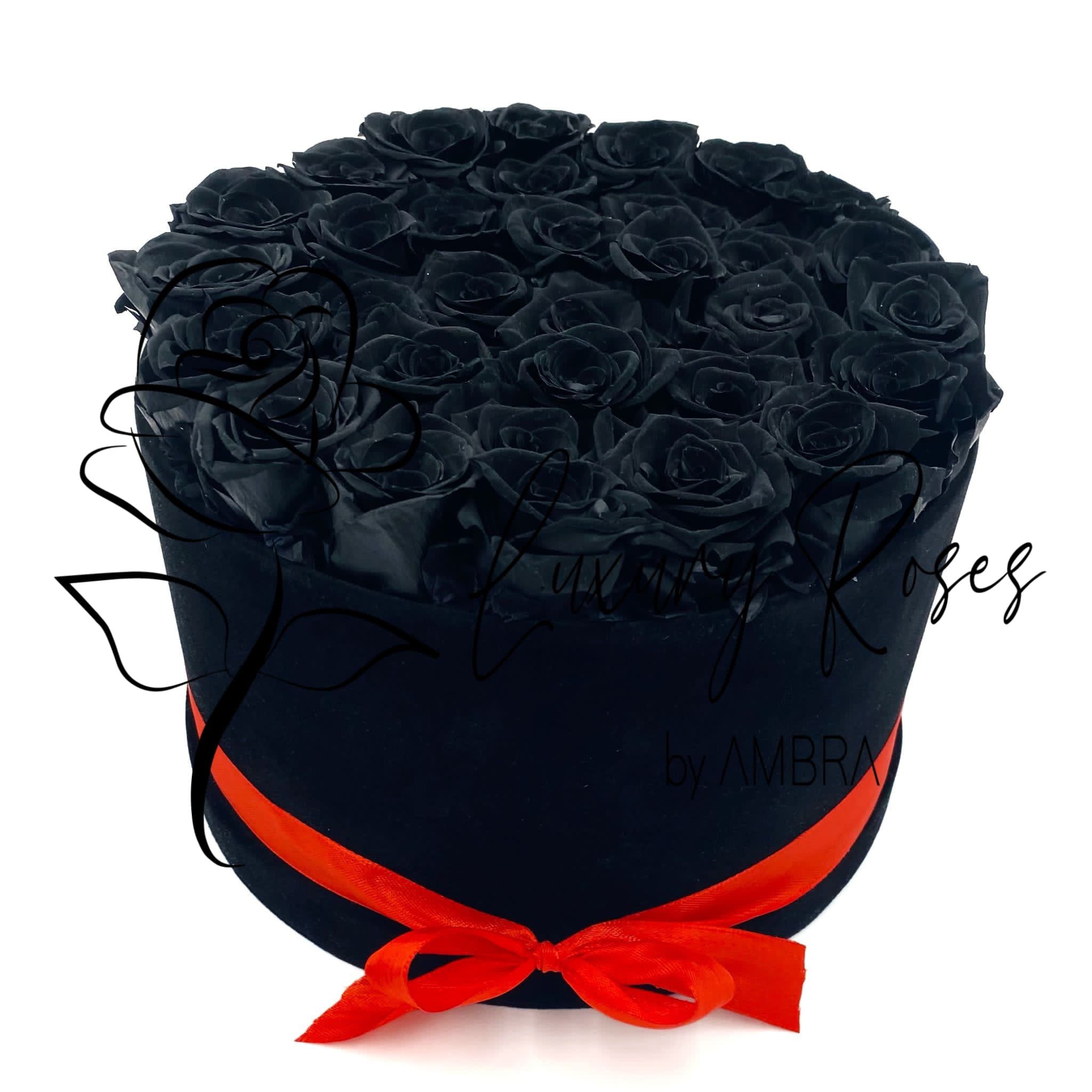black Eternal velvet box roses real preserved roses flowers immortal roses anniversary birthday immortal lasting Velvet Box Present
