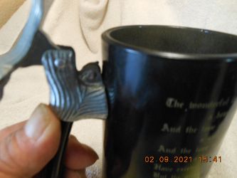 Narrow Lidded Beer Stein with a Crest and "VIP" on one side and a poem on the other side. Thumbnail