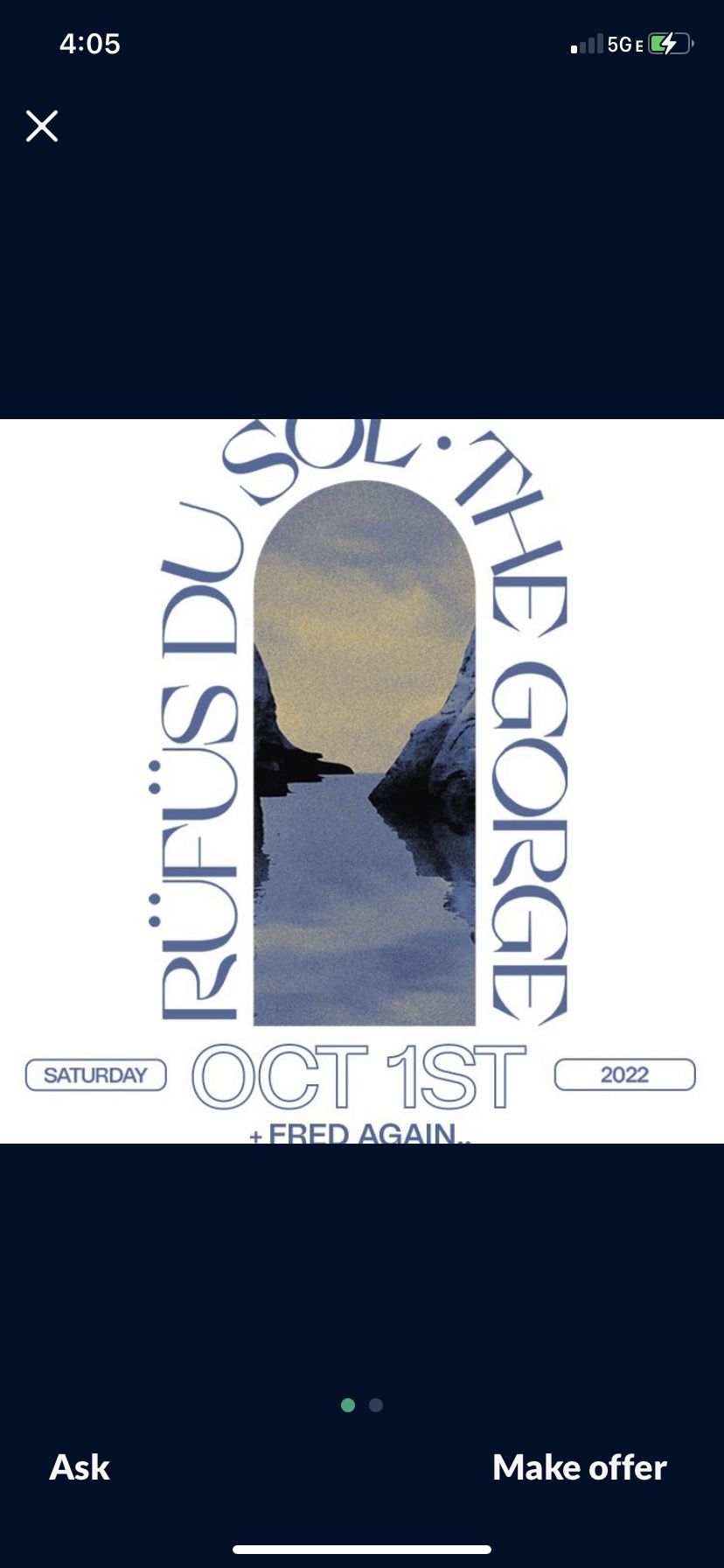 1 Ticket To Rufus Du Sol At The Gorge