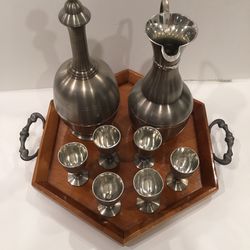 Vintage pewter set with tray Thumbnail