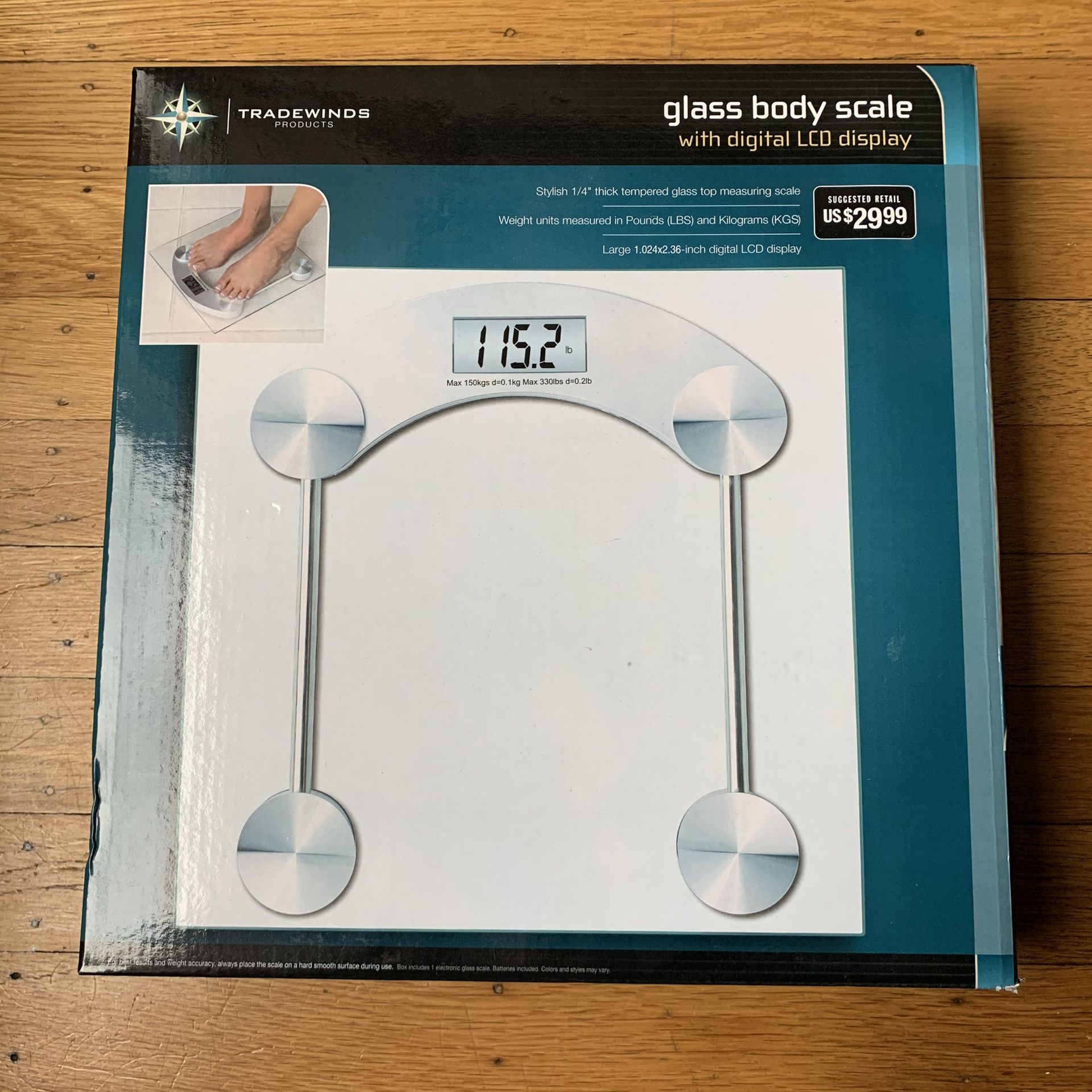 Tradewinds Glass Body Bathroom Scale with LCD Display
