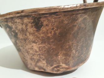 Vintage Antique Copper Pot, Pan, Planter, Cookware, 10" Wide and 9" x 4 1/2" Pan Size", Very Heavy Duty Quality, Kitchen Decor, Hanging Display, Shelf Thumbnail