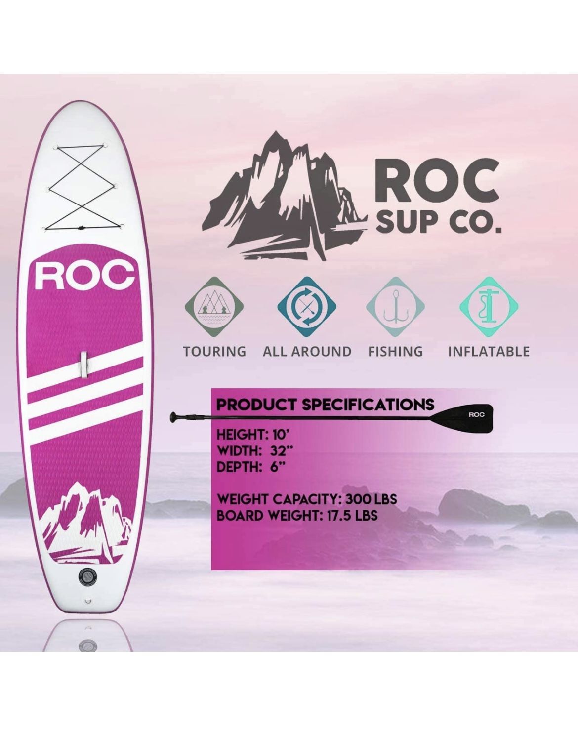 Paddle Board Pink Roc Paddle Boards Inflatable Premium Paddleboard Pack ...