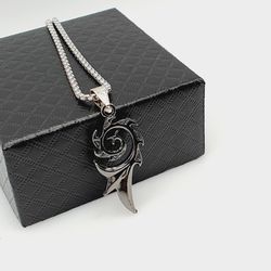 "Fashion Fire Flame Pendants Leather Choker Necklaces for women/men, N90201P172 Thumbnail