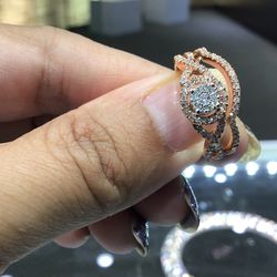10k Rose Gold Diamond Bridal Set With Big Diamond 0.50ct Diamond ..best Quality Diamond …💎💎💎💎 Thumbnail